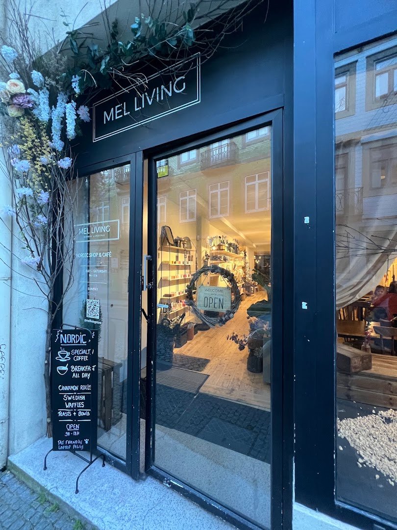 Storefront of Mel Living Nordic Shop & Café, specialty coffee shop in Porto