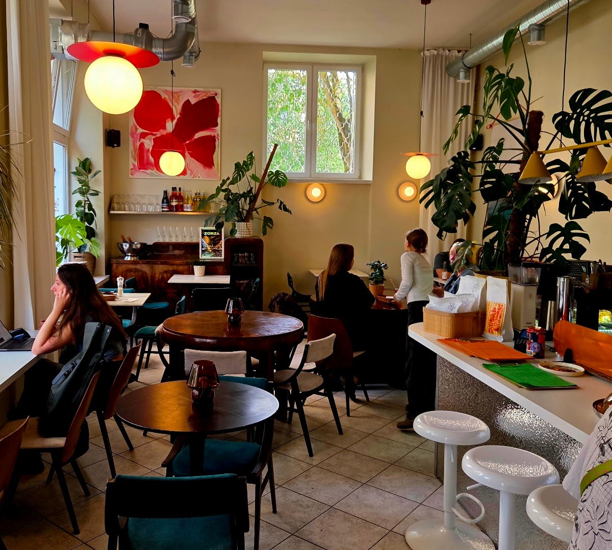 Interior of Fortunata, specialty coffee shop in Warsaw