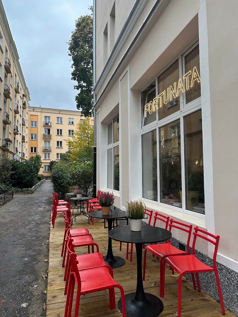 Storefront of Fortunata, specialty coffee shop in Warsaw