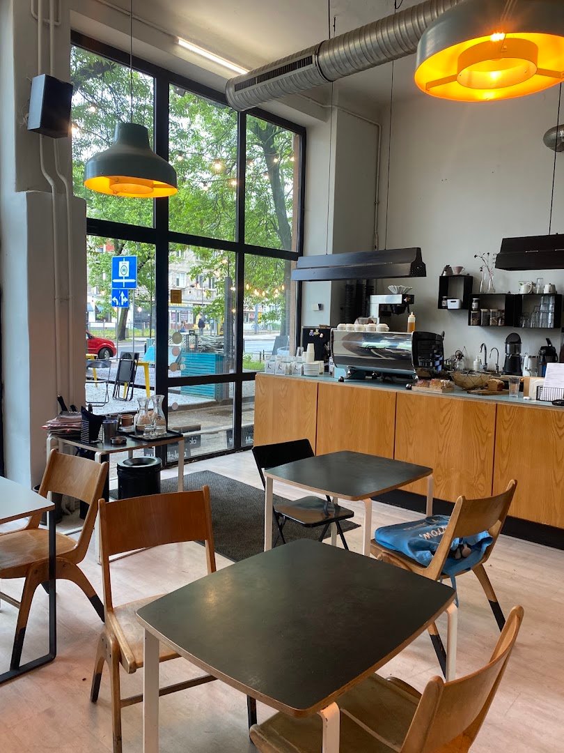 Interior of Kawiarnia Fawory, specialty coffee shop in Warsaw