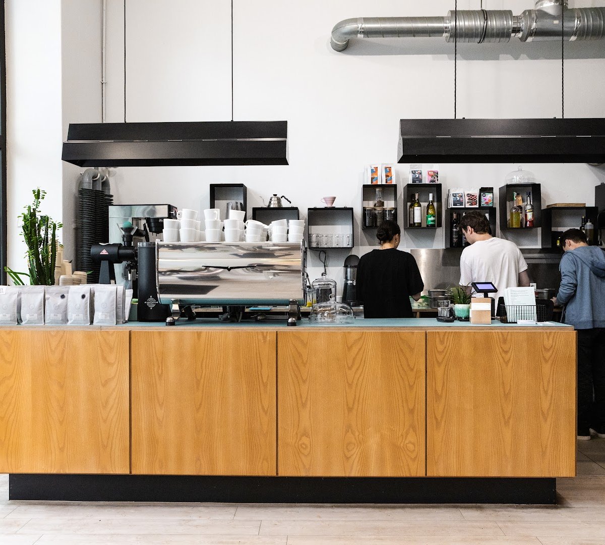 Interior of Kawiarnia Fawory, specialty coffee shop in Warsaw