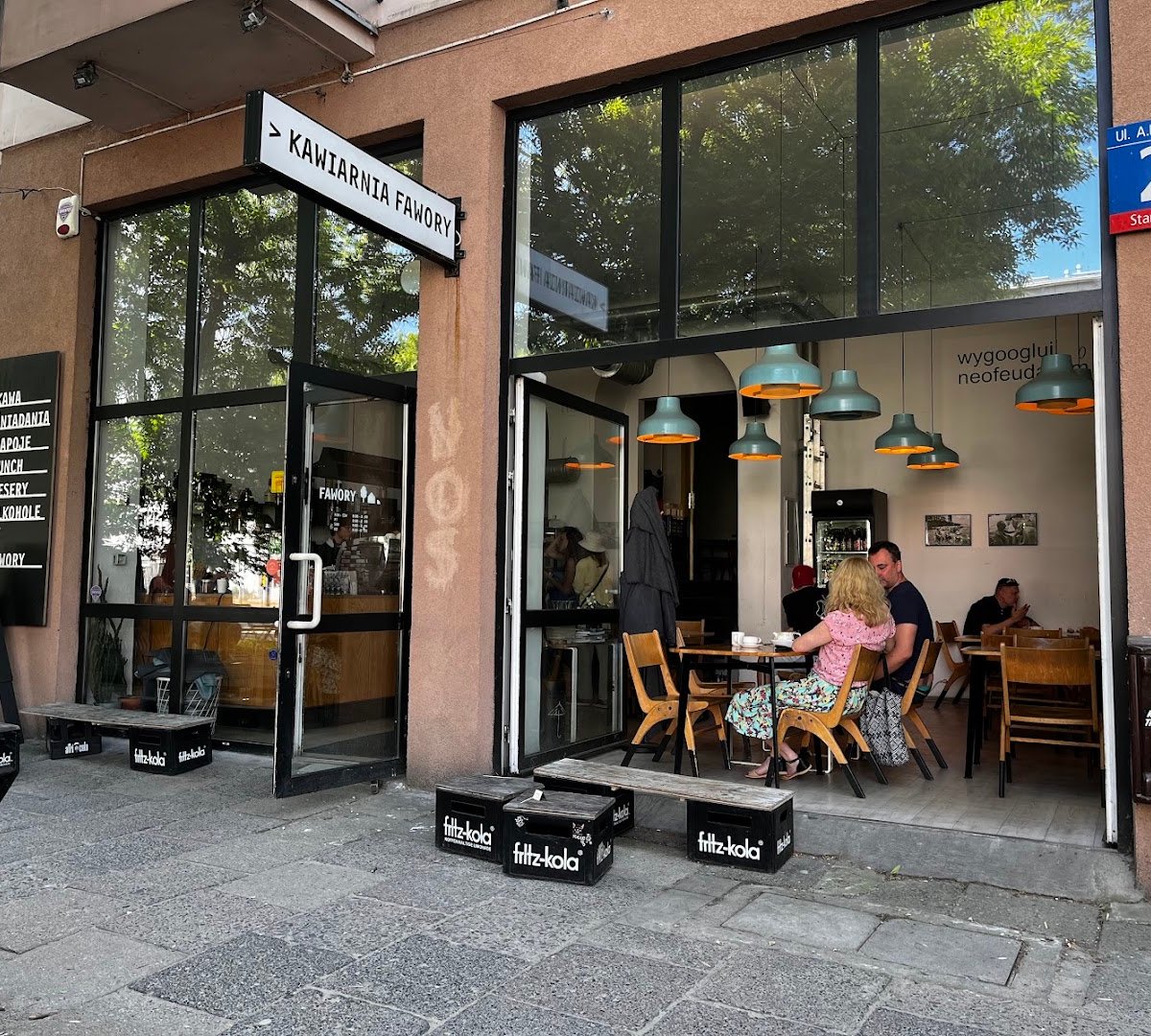 Storefront of Kawiarnia Fawory, specialty coffee shop in Warsaw