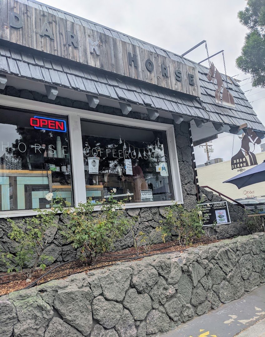 Storefront of Dark Horse Coffee Roasters, specialty coffee shop in San Diego
