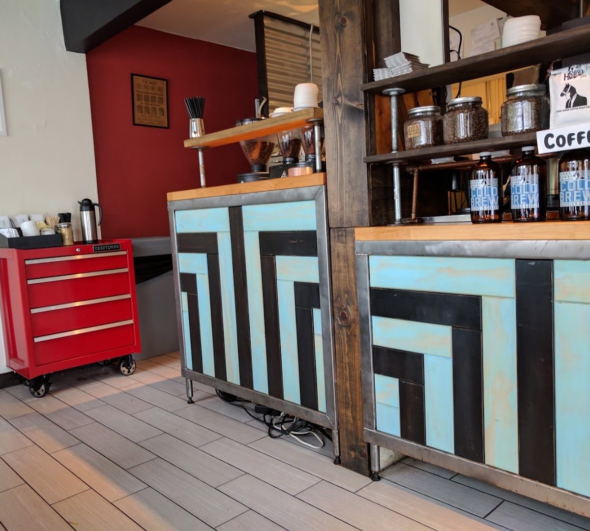 Interior of Dark Horse Coffee Roasters, specialty coffee shop in San Diego