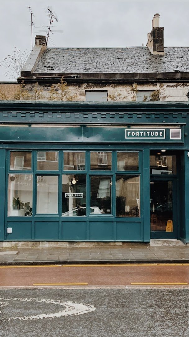 Storefront of Fortitude Coffee, specialty coffee shop in Edinburgh