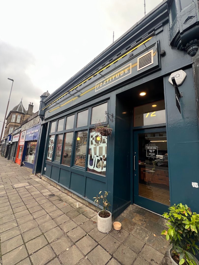Storefront of Fortitude Coffee, specialty coffee shop in Edinburgh