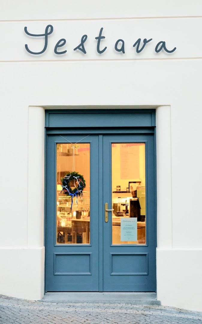 Storefront of Sestava, specialty coffee shop in Prague