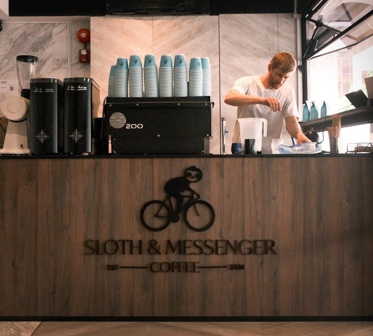 Interior of Sloth and Messenger Coffee, specialty coffee shop in Singapore