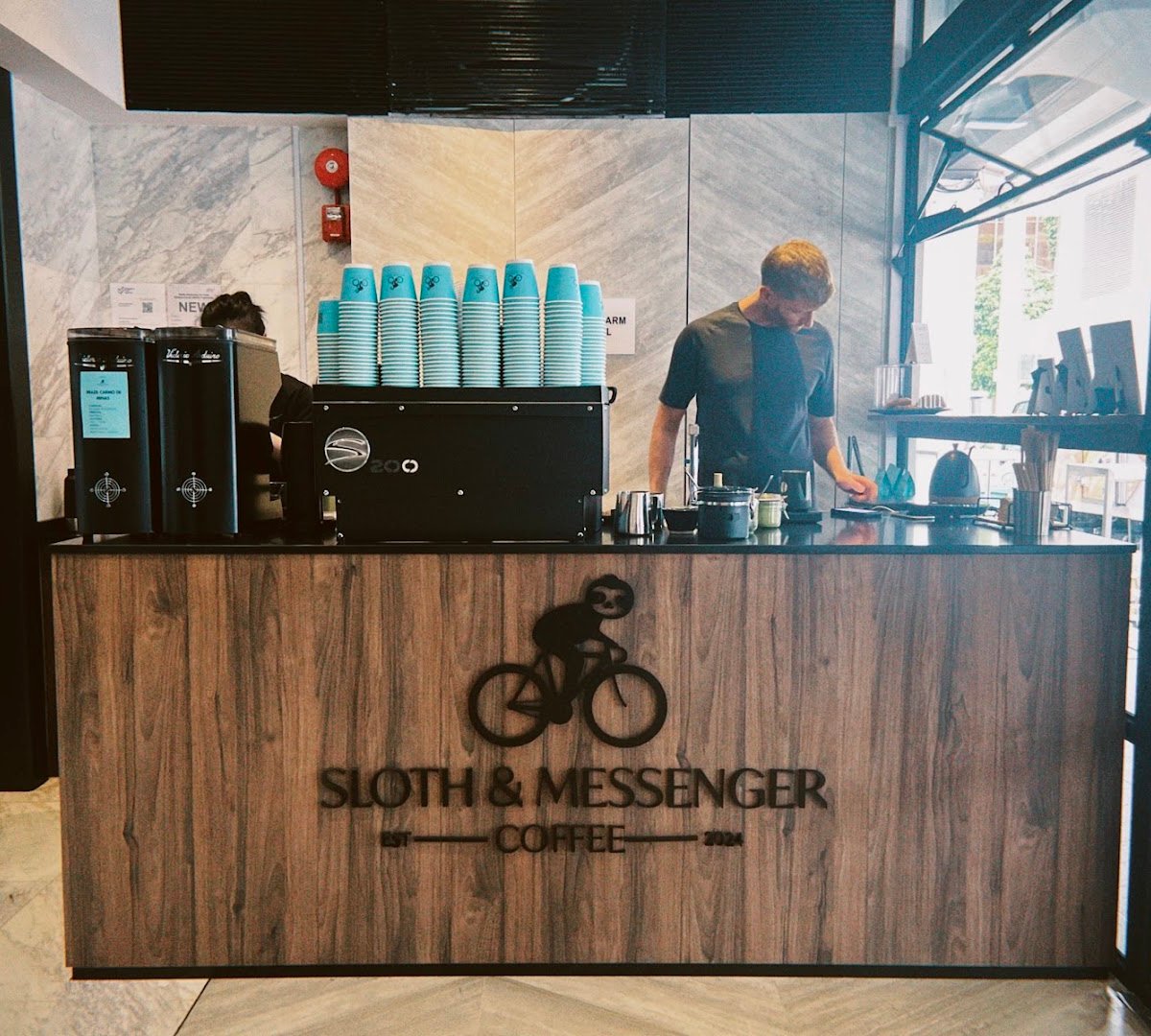 Interior of Sloth and Messenger Coffee, specialty coffee shop in Singapore