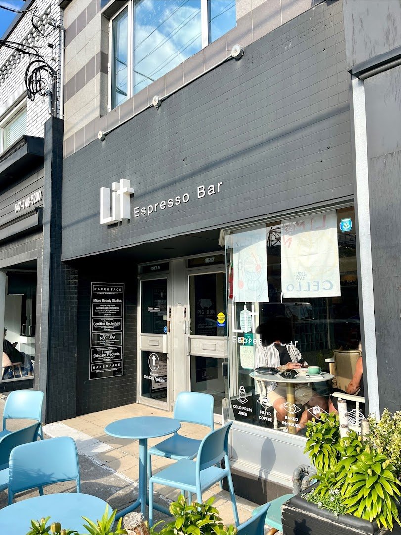 Storefront of LIT Espresso Bar, specialty coffee shop in Toronto