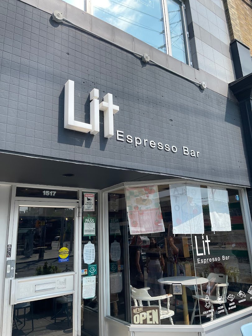 Storefront of LIT Espresso Bar, specialty coffee shop in Toronto