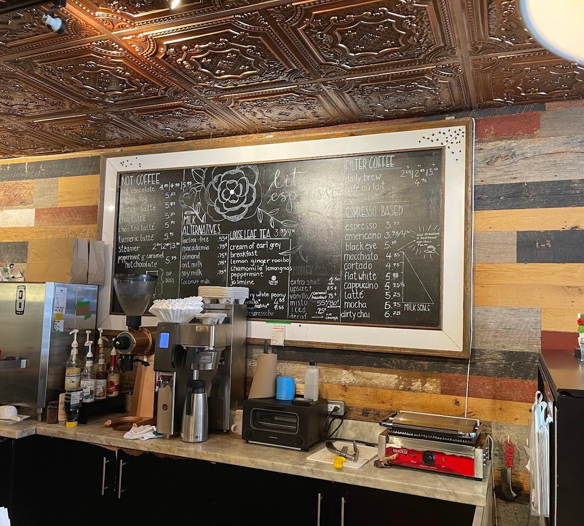 Interior of LIT Espresso Bar, specialty coffee shop in Toronto