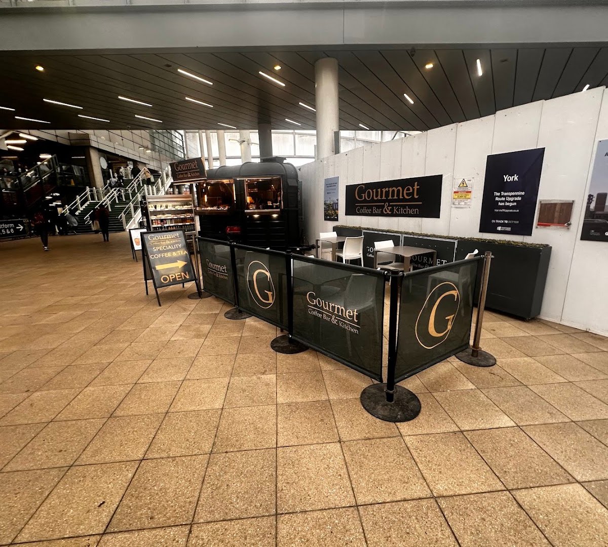 Interior of Gourmet Coffee Bar & Kitchen, specialty coffee shop in Manchester