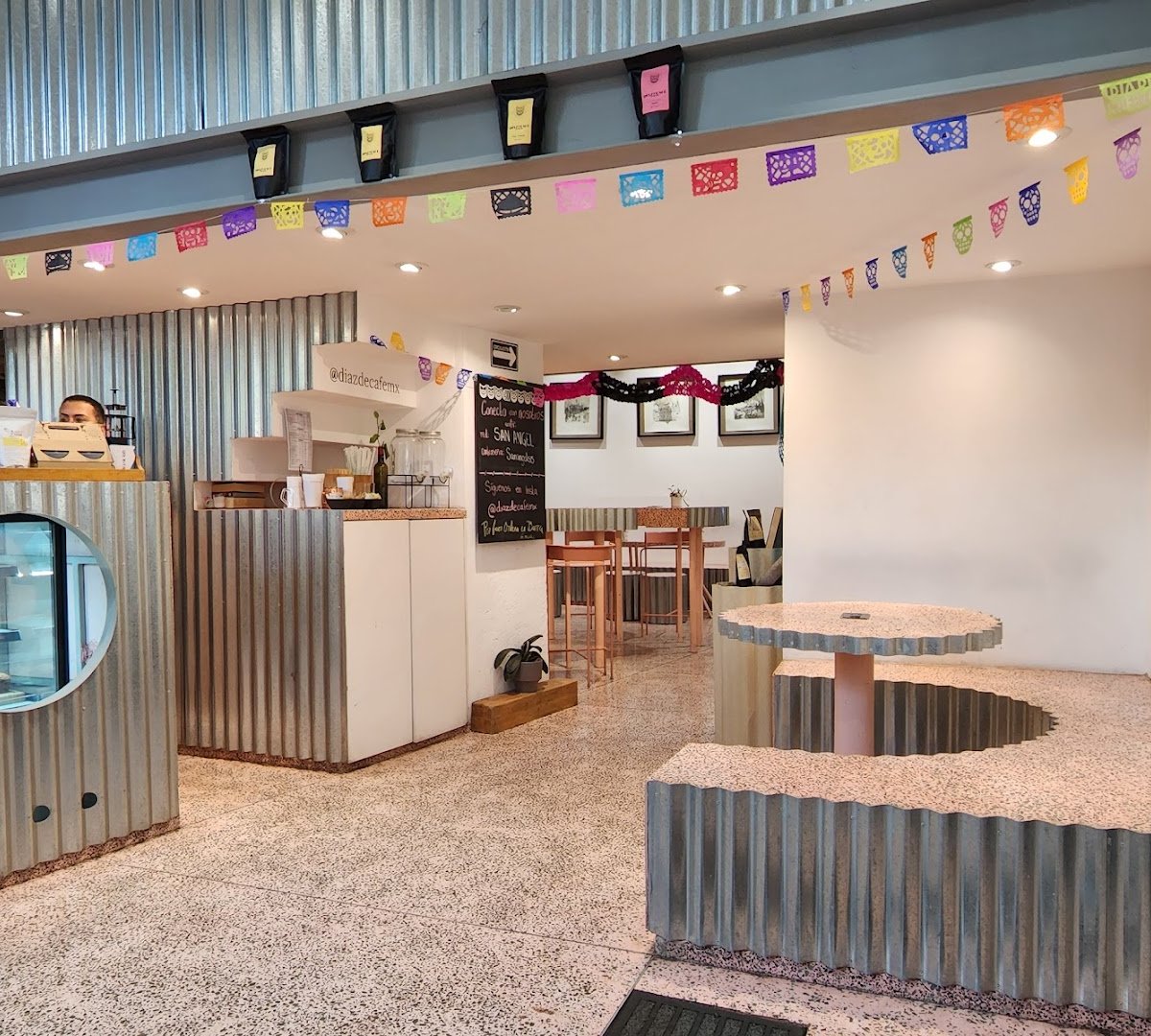 Interior of Díaz de Café, specialty coffee shop in Mexico City