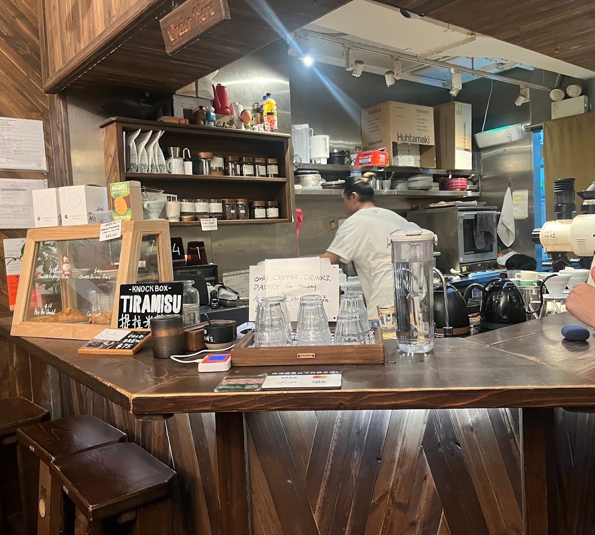 Interior of Knockbox Coffee Company, specialty coffee shop in Hong Kong