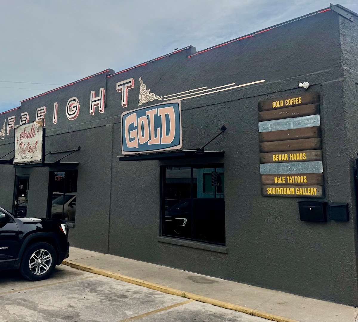 Storefront of San Antonio Gold, specialty coffee shop in San Antonio