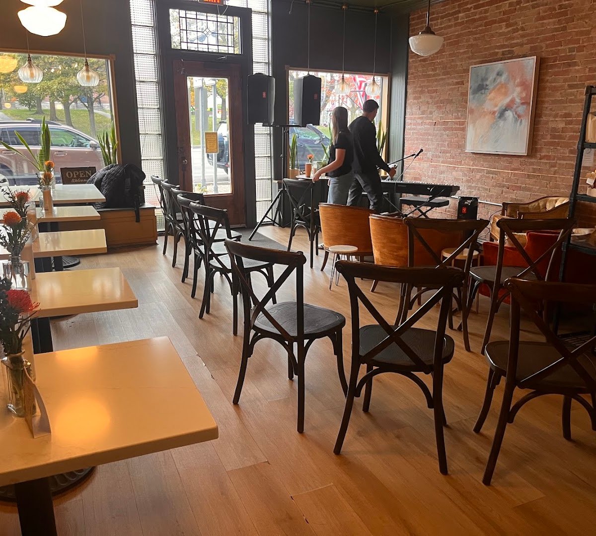 Interior of Milk & Honey Cafe, specialty coffee shop in Rochester