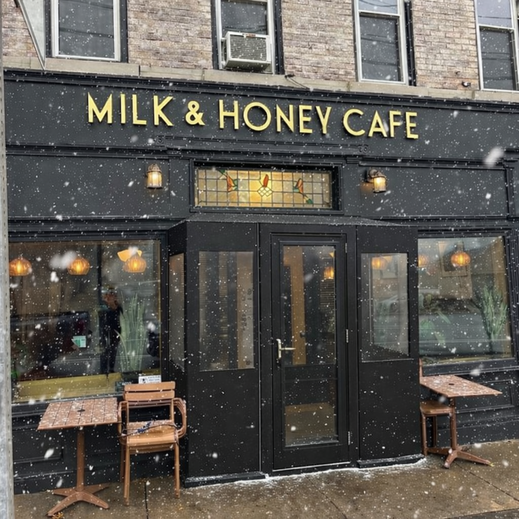 Storefront of Milk & Honey Cafe, specialty coffee shop in Rochester