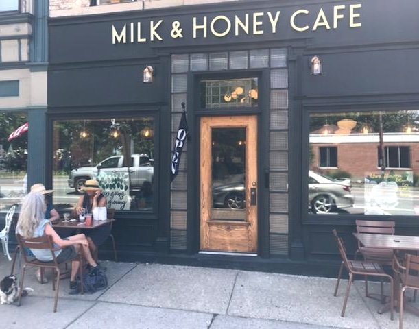 Storefront of Milk & Honey Cafe, specialty coffee shop in Rochester