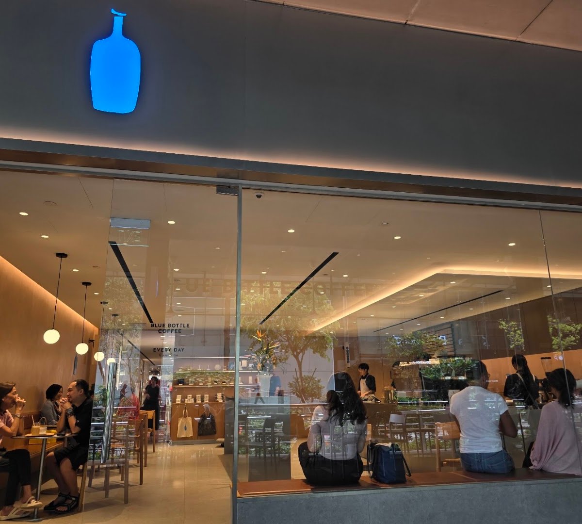 Storefront of Blue Bottle Coffee, specialty coffee shop in Singapore