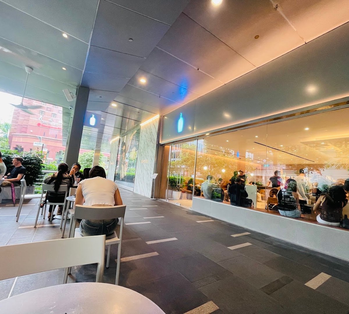 Storefront of Blue Bottle Coffee, specialty coffee shop in Singapore