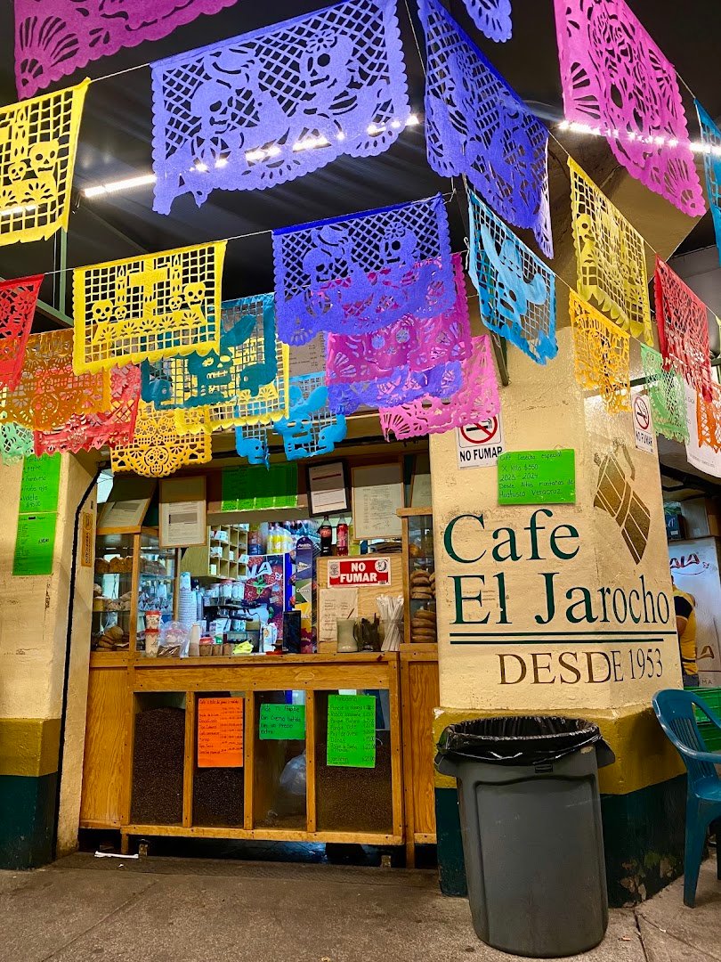 Storefront of The Jarocho Coffee, specialty coffee shop in Mexico City