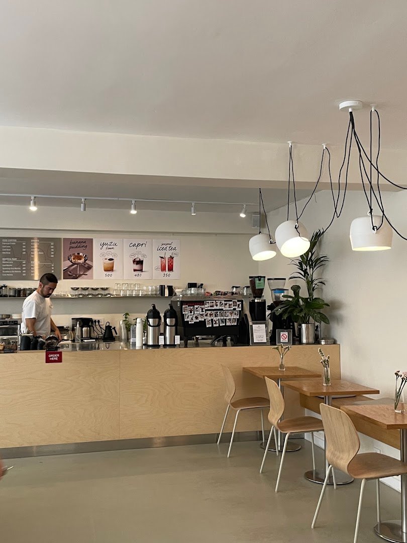 Interior of FUKA, specialty coffee shop in Belgrade