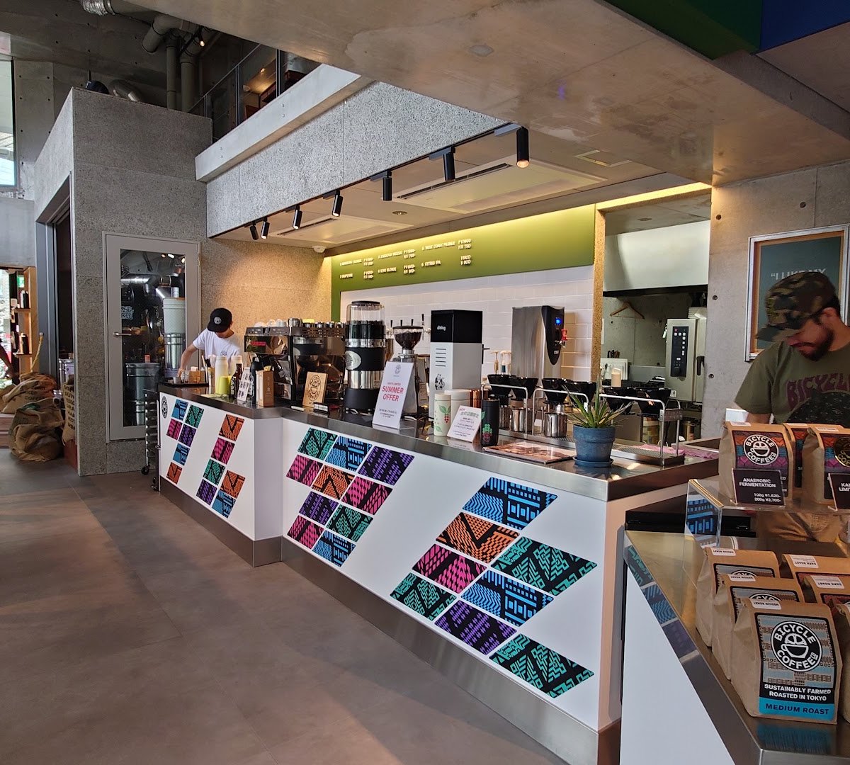 Interior of Bicycle Coffee Tokyo, specialty coffee shop in Tokyo
