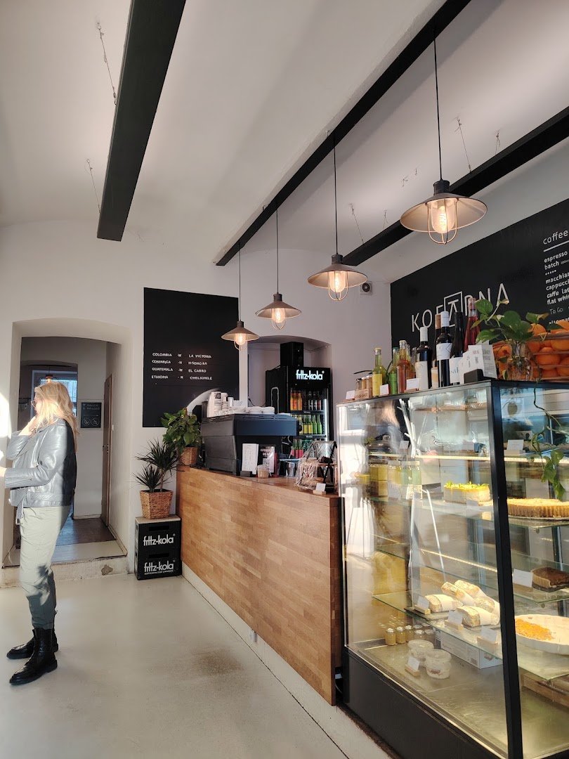 Interior of Kofárna Újezd, specialty coffee shop in Prague