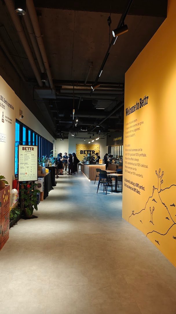 Interior of Bettr Barista Pte Ltd, specialty coffee shop in Singapore