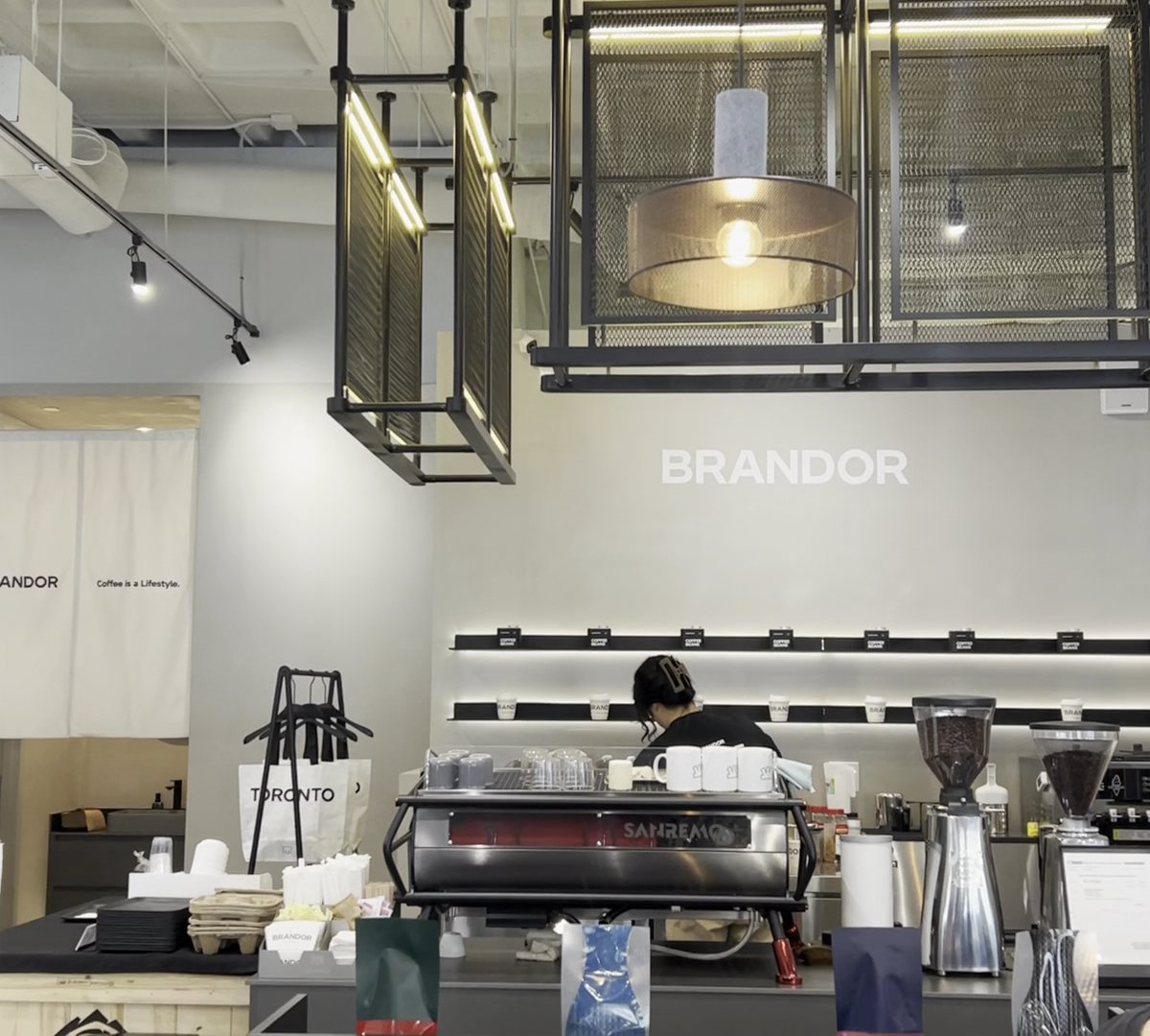 Interior of BRANDOR COFFEE, specialty coffee shop in Toronto