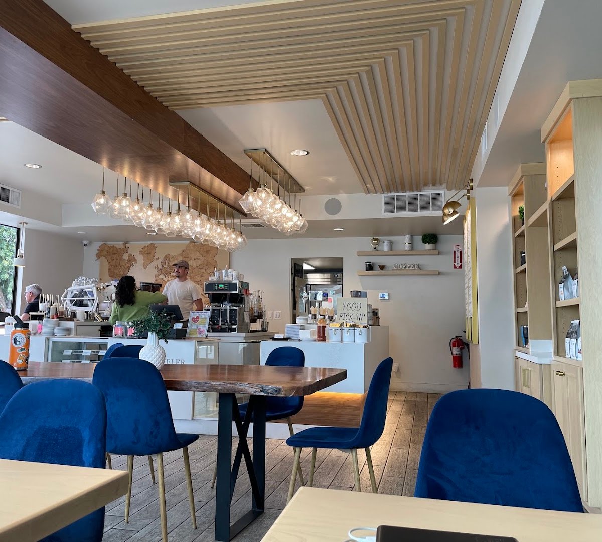 Interior of World Traveler Coffee Roasters, specialty coffee shop in Sacramento