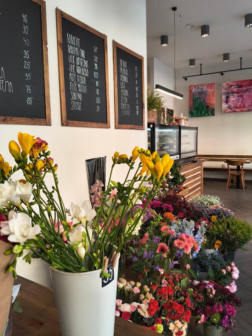 Interior of Florista Café, specialty coffee shop in Prague