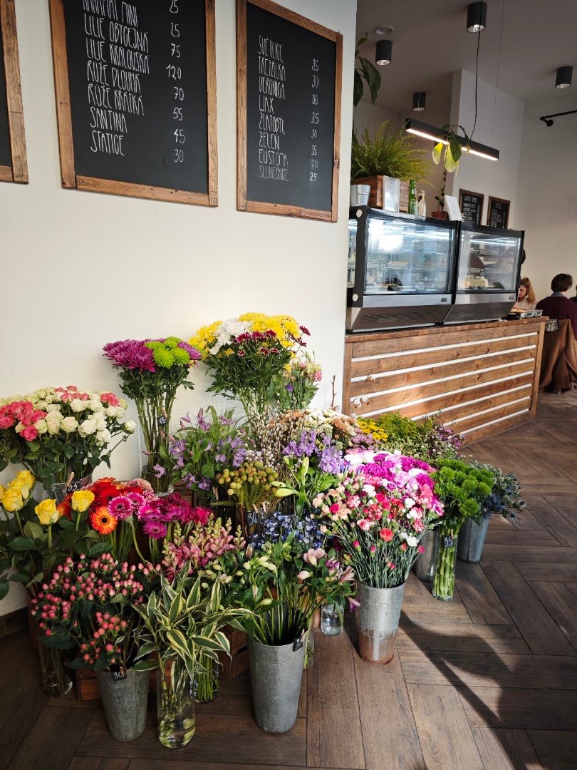 Interior of Florista Café, specialty coffee shop in Prague
