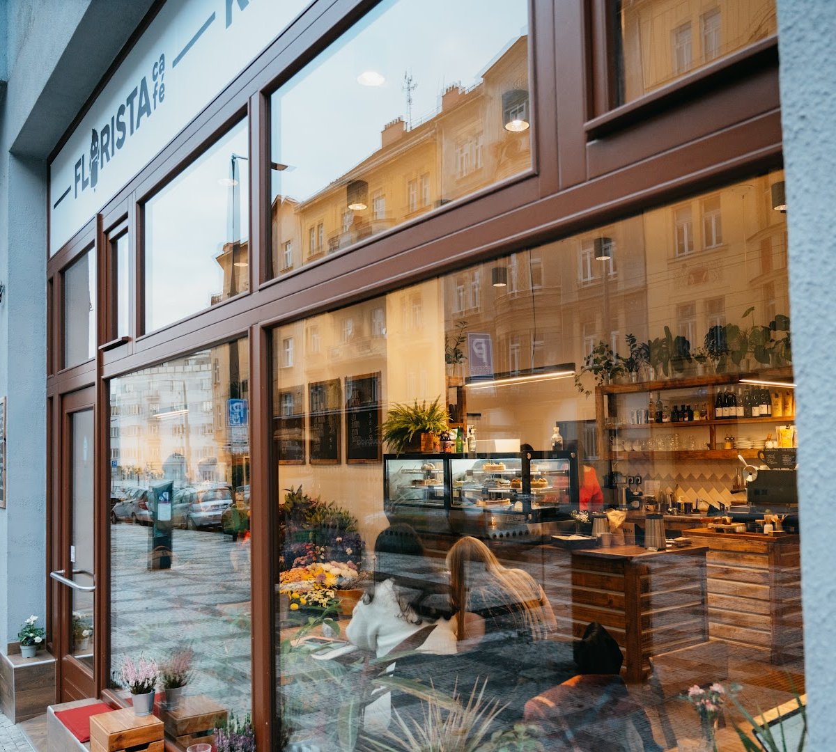 Storefront of Florista Café, specialty coffee shop in Prague