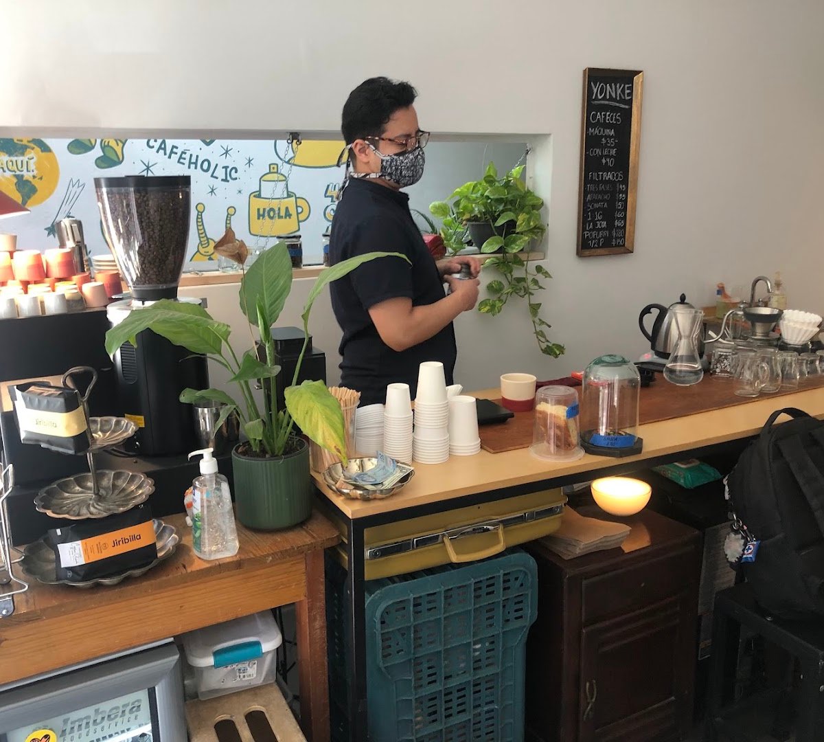 Interior of Yonke, specialty coffee shop in Mexico City