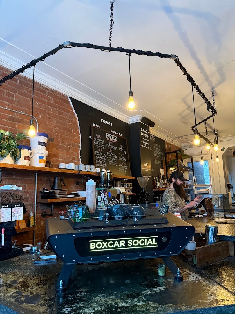 Interior of Boxcar Social, specialty coffee shop in Toronto