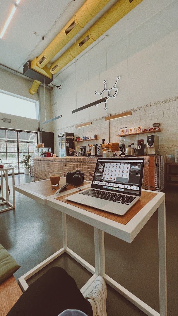 Interior of Qahwa Roastery, specialty coffee shop in Athens