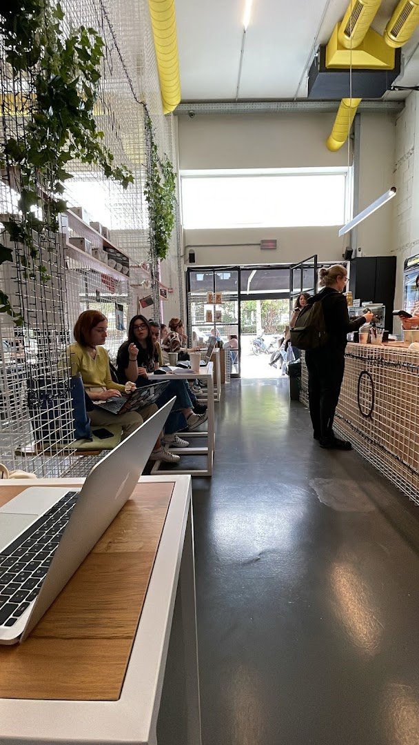 Interior of Qahwa Roastery, specialty coffee shop in Athens