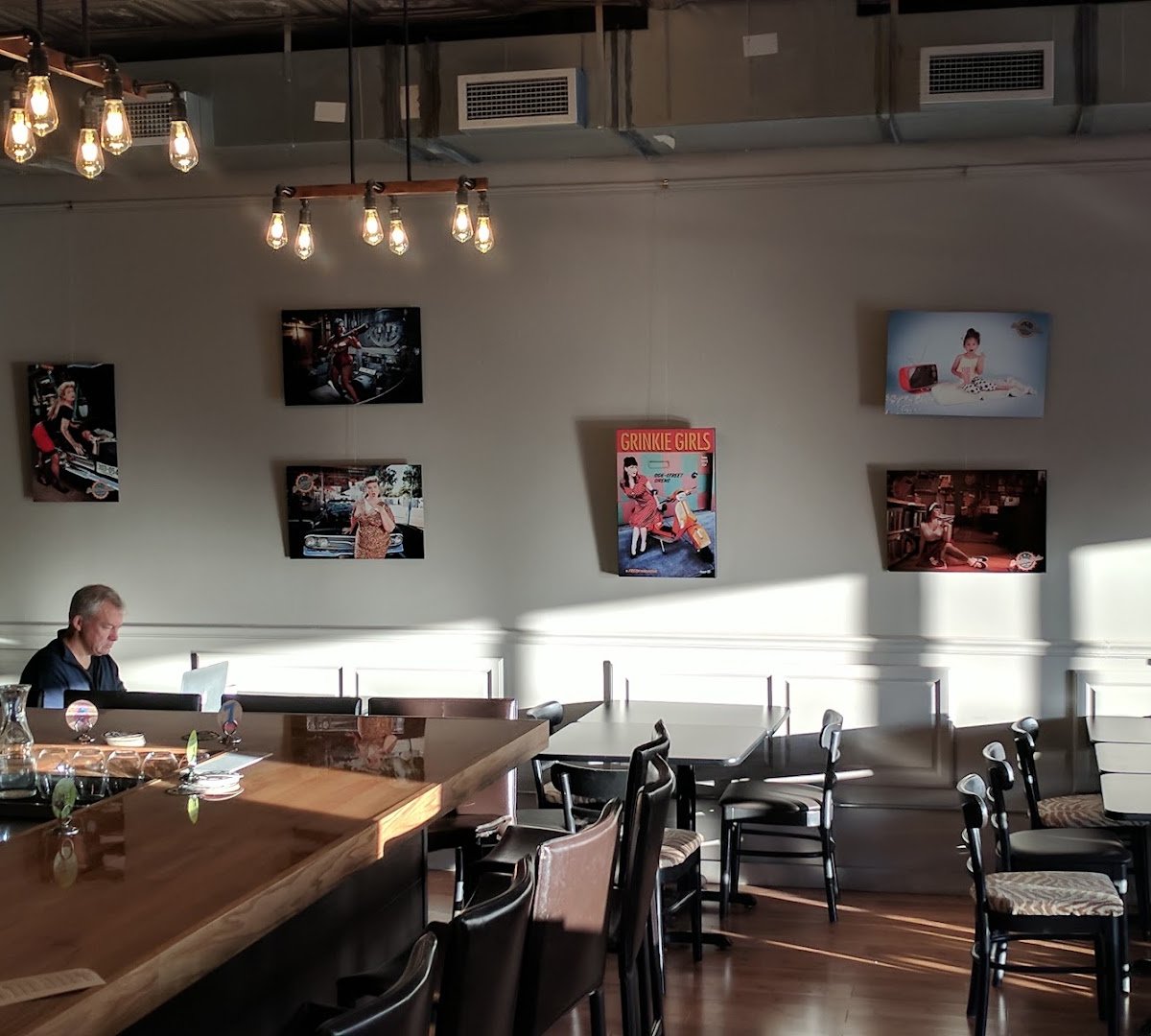 Interior of Sisters' Sludge Coffee Cafe and Wine Bar, specialty coffee shop in Minneapolis
