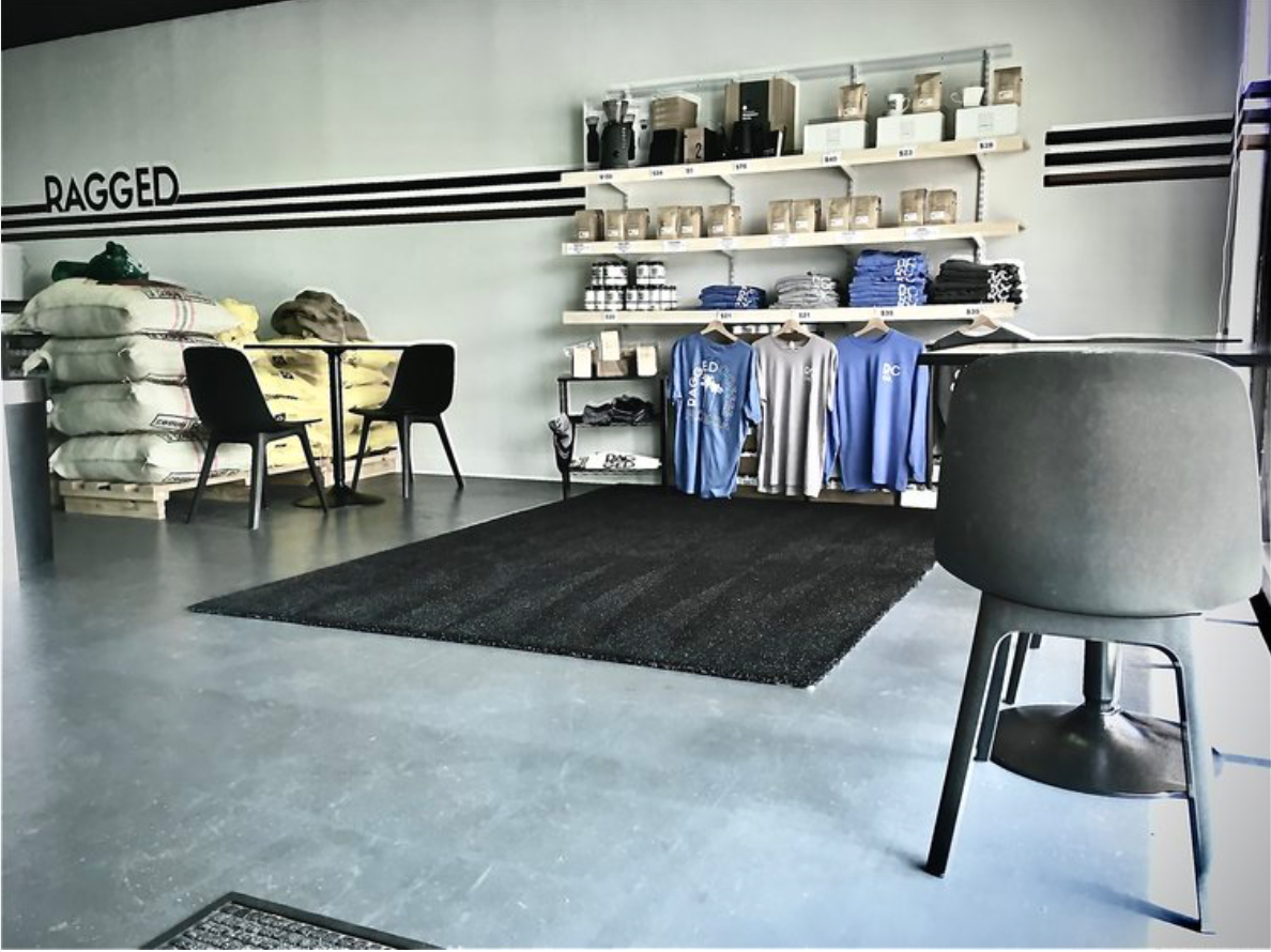 Interior of Ragged Coffee Company, specialty coffee shop in Tampa-St. Petersburg