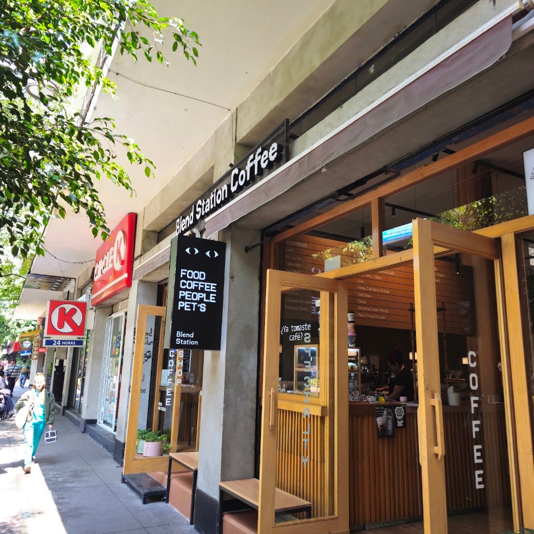 Storefront of Blend Station coffee shop, specialty coffee shop in Mexico City
