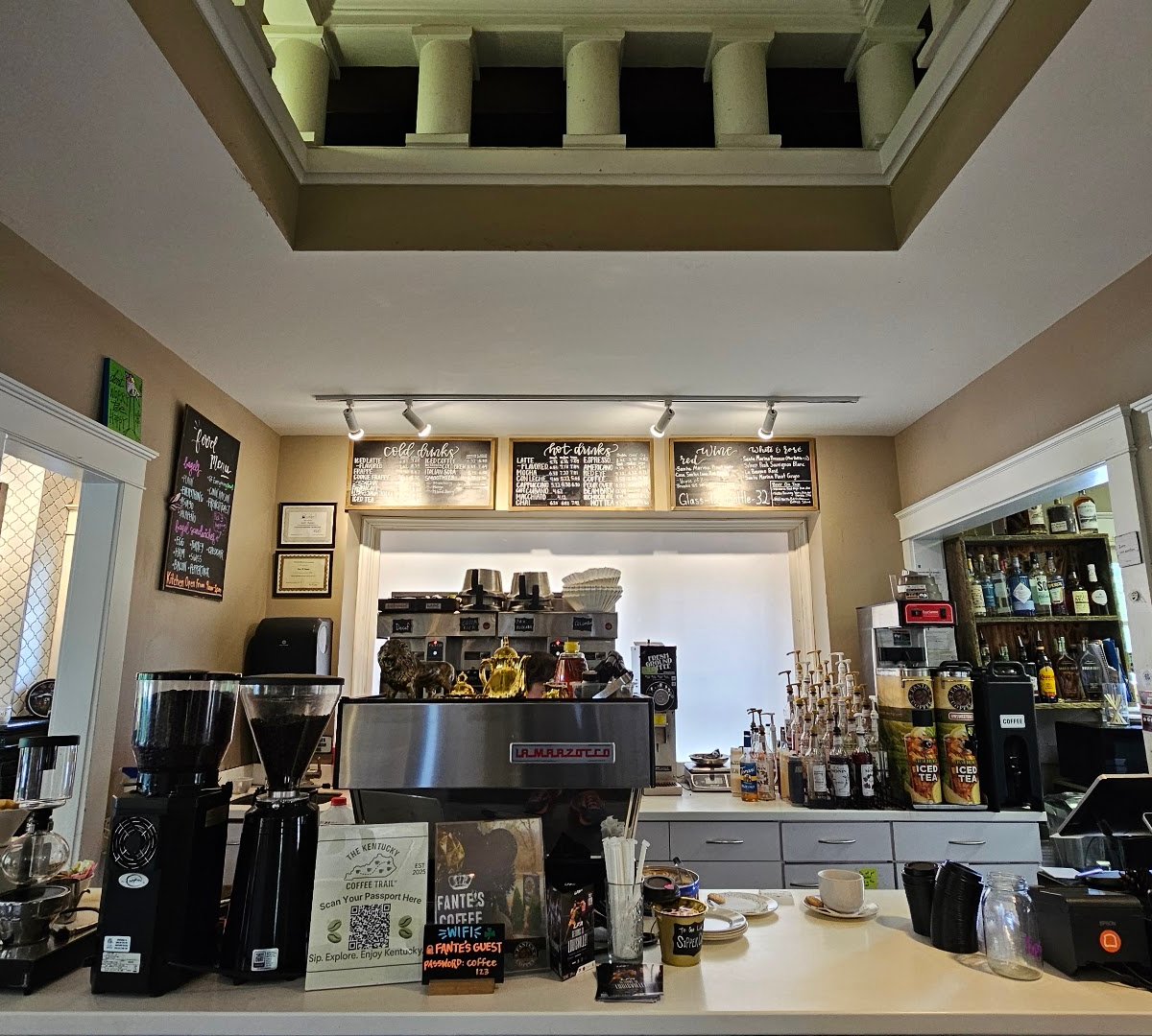 Interior of Fante's Coffeehouse And Private Label Coffee Roasters, specialty coffee shop in Louisville