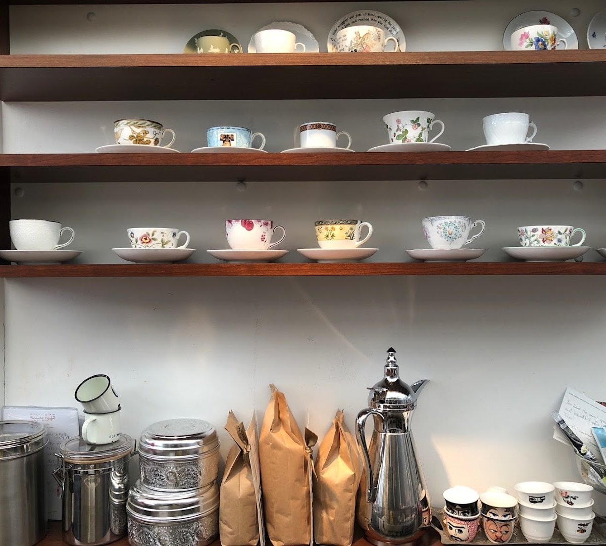 Interior of Mocha Coffee, specialty coffee shop in Tokyo