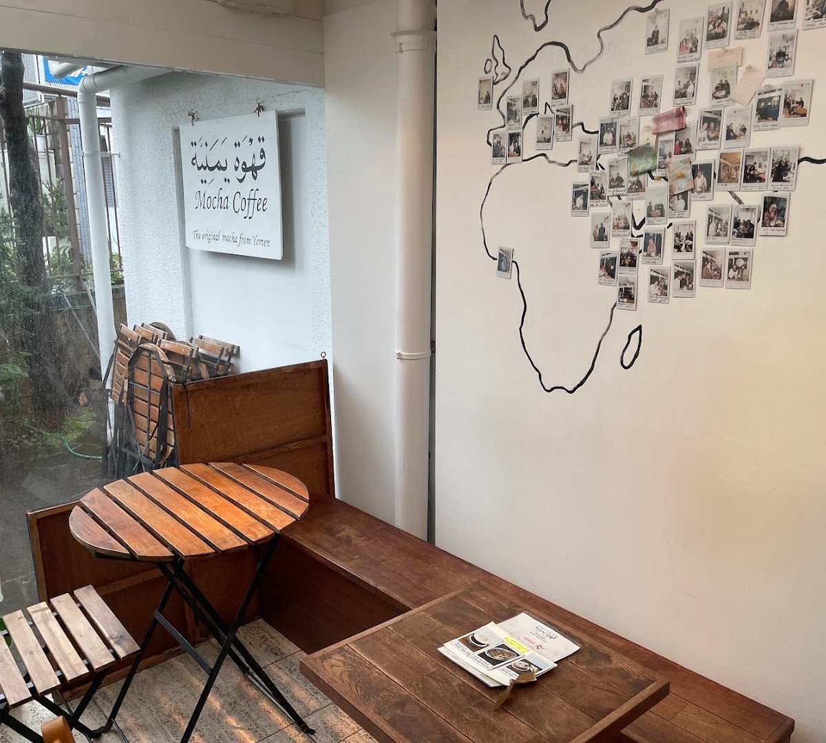 Interior of Mocha Coffee, specialty coffee shop in Tokyo