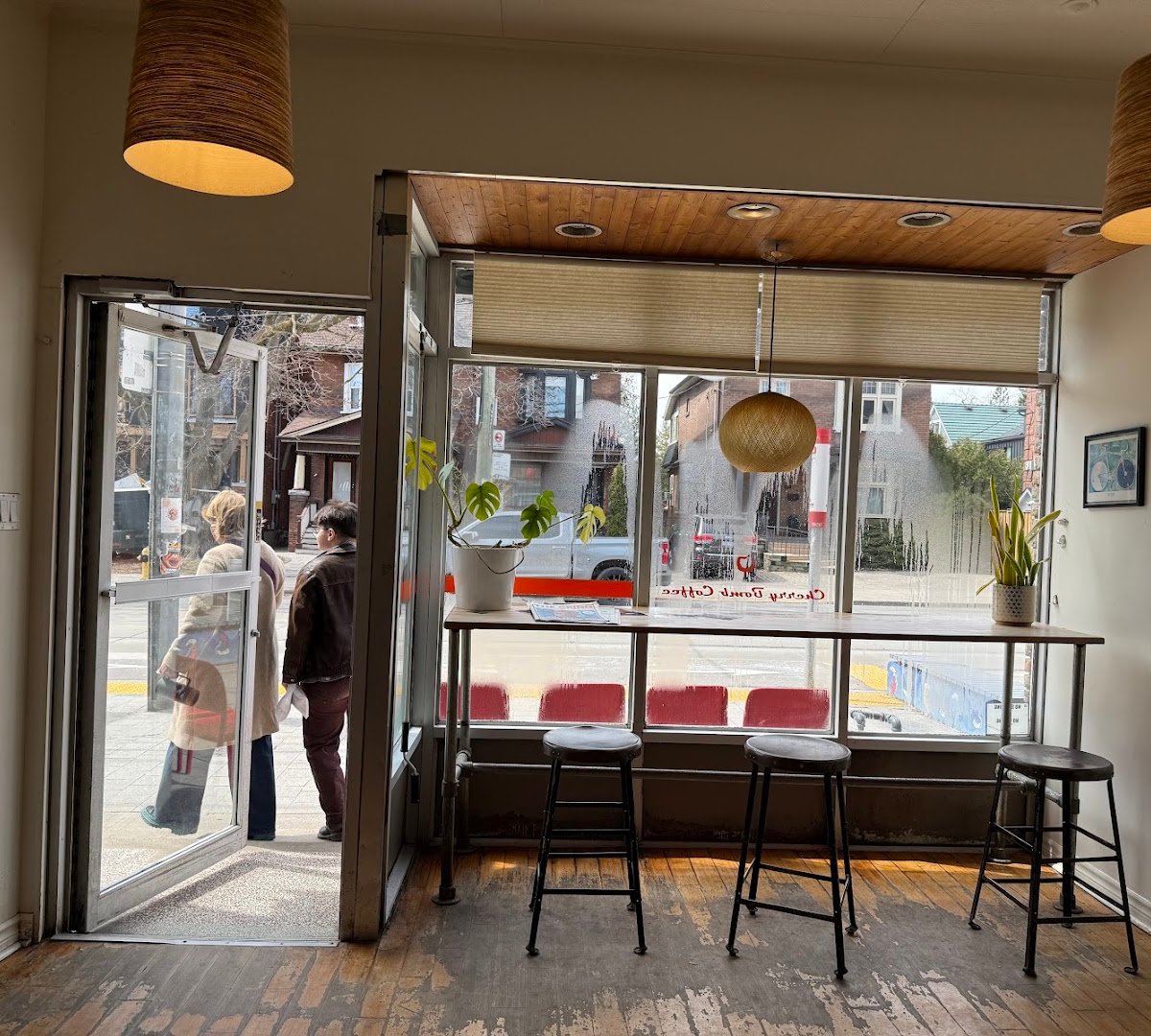 Interior of Cherry Bomb Coffee, specialty coffee shop in Toronto