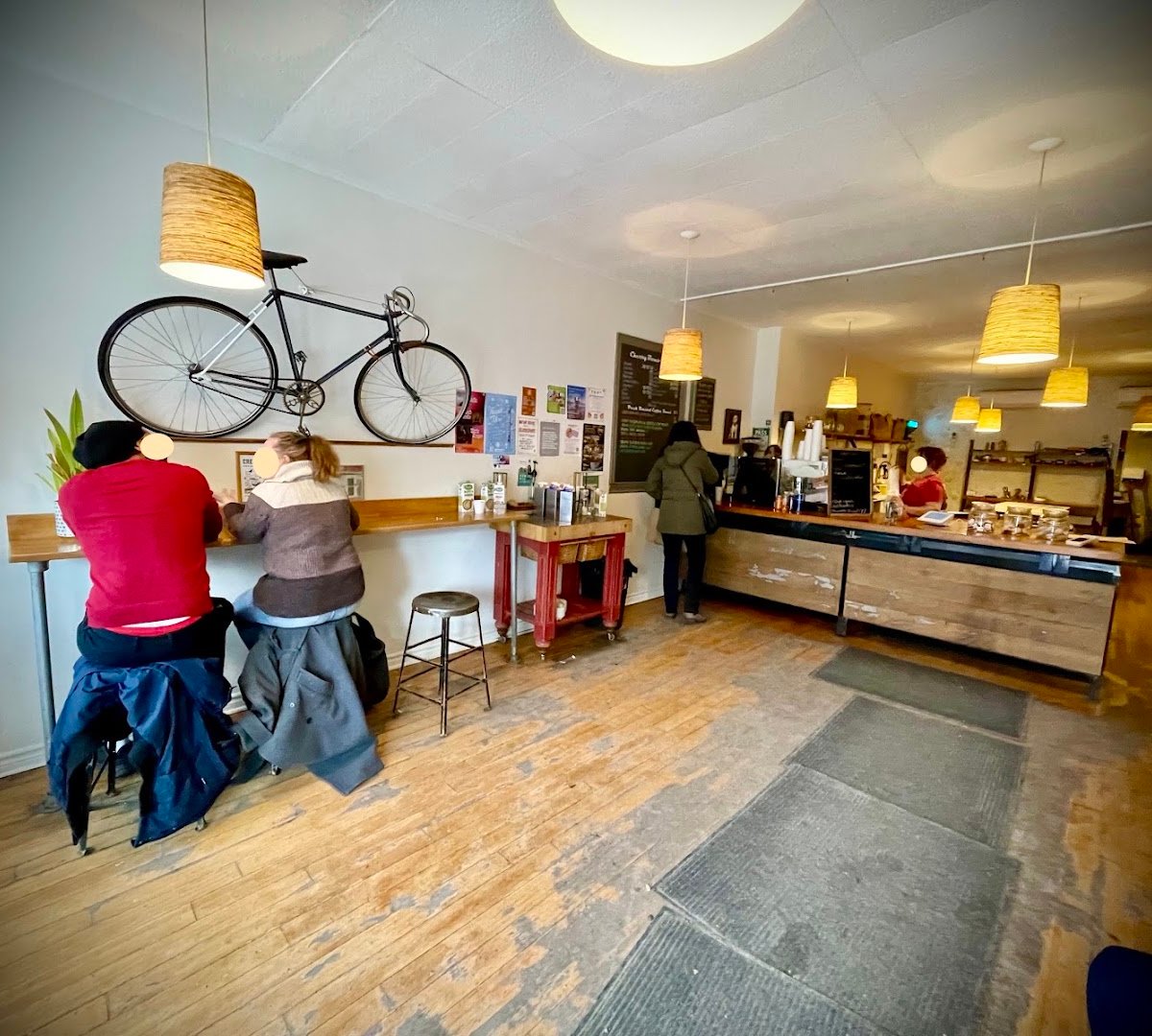 Interior of Cherry Bomb Coffee, specialty coffee shop in Toronto