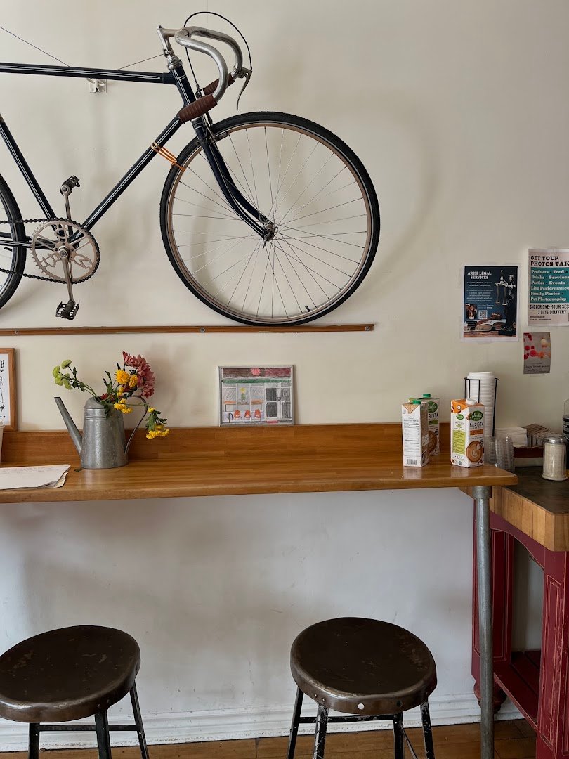Interior of Cherry Bomb Coffee, specialty coffee shop in Toronto