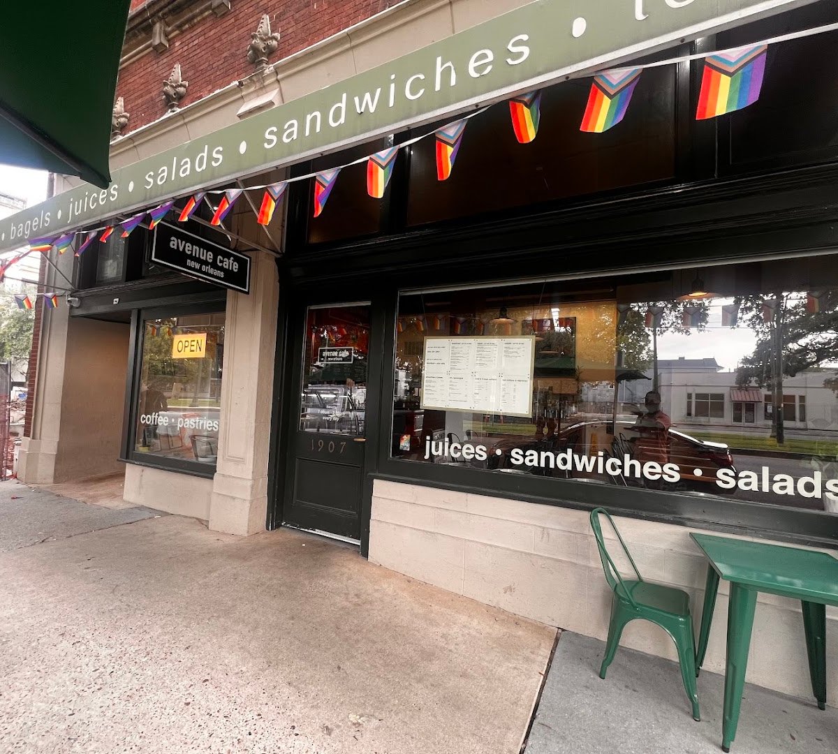 Storefront of avenue cafe, specialty coffee shop in New Orleans