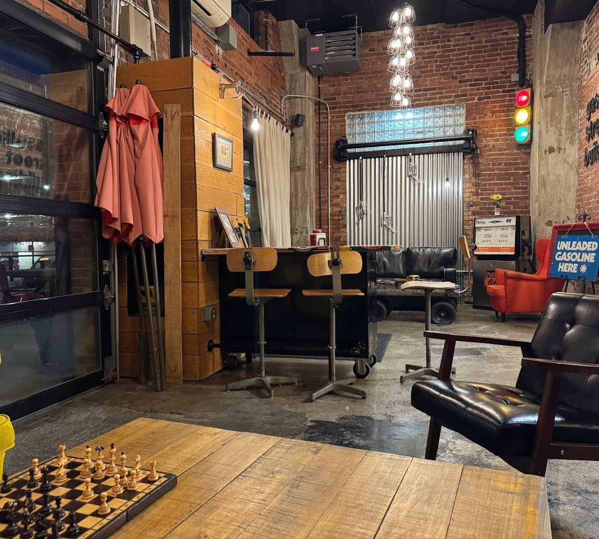 Interior of Gasoline Street Coffee Company, specialty coffee shop in Pittsburgh